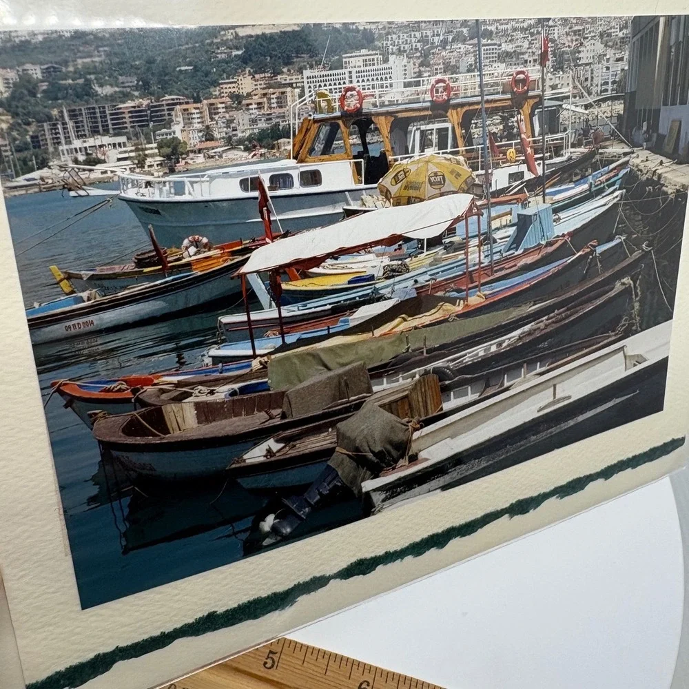 Design Imports Turkey Harbor Boats Greeting Card Blank Photography Nautical 5x7‎